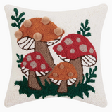 Shroomy Pom Pom Wool Hooked Pillow