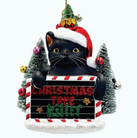 Glass Ornament - Black Cat Christmas Tree Killer