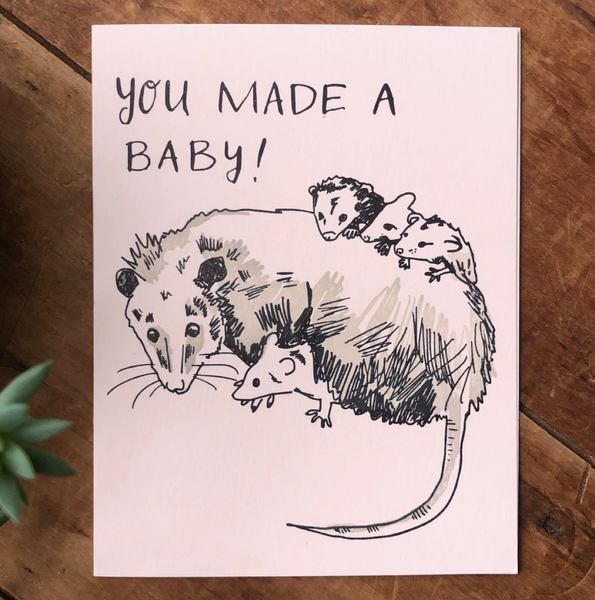 Opossum Baby Card