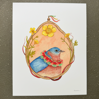 Floral Flight Crew: Bluebird Of Buttercups Print