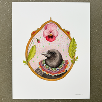 Floral Flight Crew: Crow Of Pansies Print