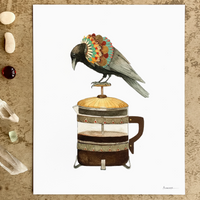 Woodland Kitchen: Dennis The Coffee Crow Print