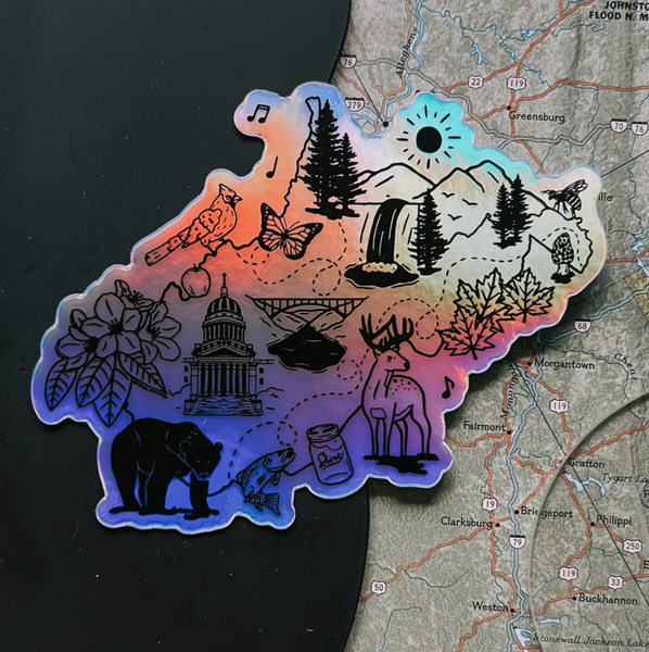 West Virginia Icons Holographic Sticker