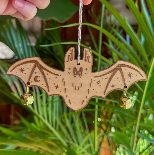 Engraved Wood Ornament - Bat