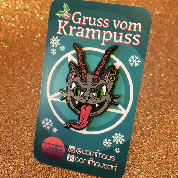 Krampus Cat Enamel Pin