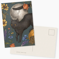 Black Cat + Full Moon Postcard