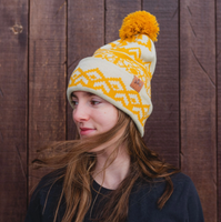 Snowflake Pattern Pom Beanie