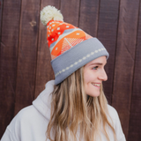 Winter Sunset Pattern Pom Beanie