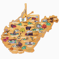 West Virginia Shaped Bamboo Cutting + Serving Board With Full Color Artwork