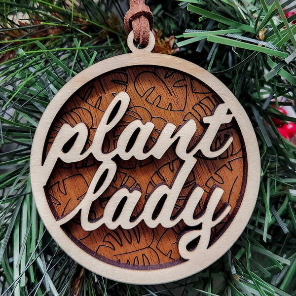 Layered Wood Ornament - Plant Lady