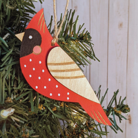 Hand Painted Wood Ornament - Cardinal