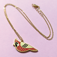 Enamel Cardinal Necklace