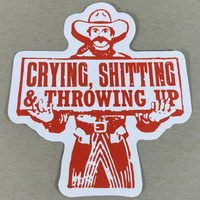 Crying Shitting Throwing Up Cowboy Sticker