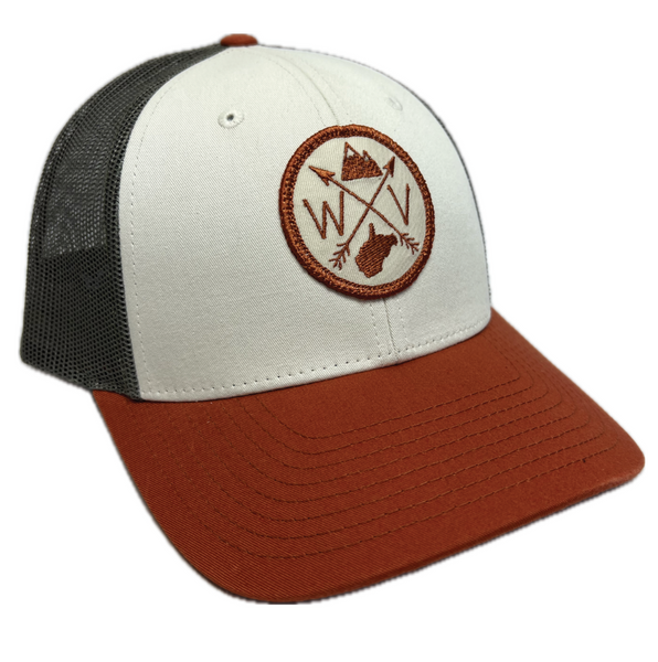 Snapback Cap - Cream With Rust Brim + WV Patch