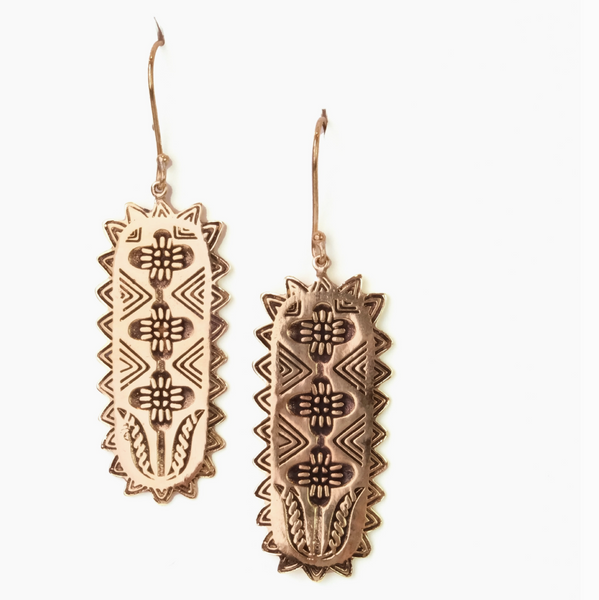 Gladys Stamped Brass Earrings