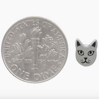 Sterling Silver Cat Face Stud Earrings