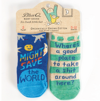 Blue Q Baby Socks - Might Save The World / Take A Shit