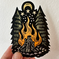 Campfire Linocut Sticker