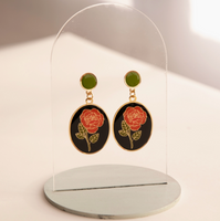 Red Rose Cameo Earrings