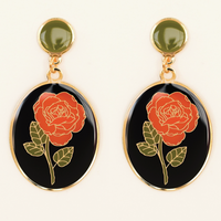 Red Rose Cameo Earrings