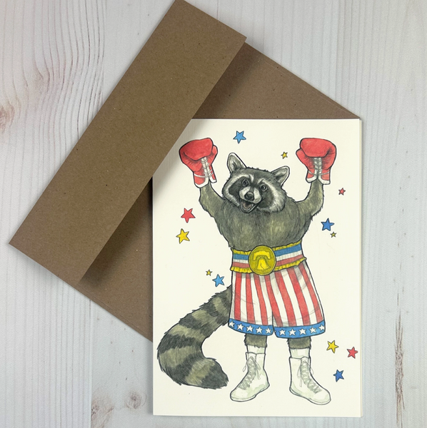 Rocky Balboa Raccoon Notecard Art Print