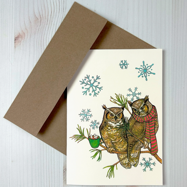 Winter Owls Notecard Art Print (Copy)