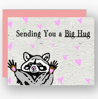 Wildflower Seed Paper Card - Raccoon Sending A Big Hug