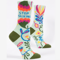 Blue Q Women's Crew Socks - Stop Talking