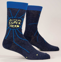 Blue Q Men's Crew Socks - Actual Super Hero