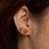 Heart Lock + Key Earrings