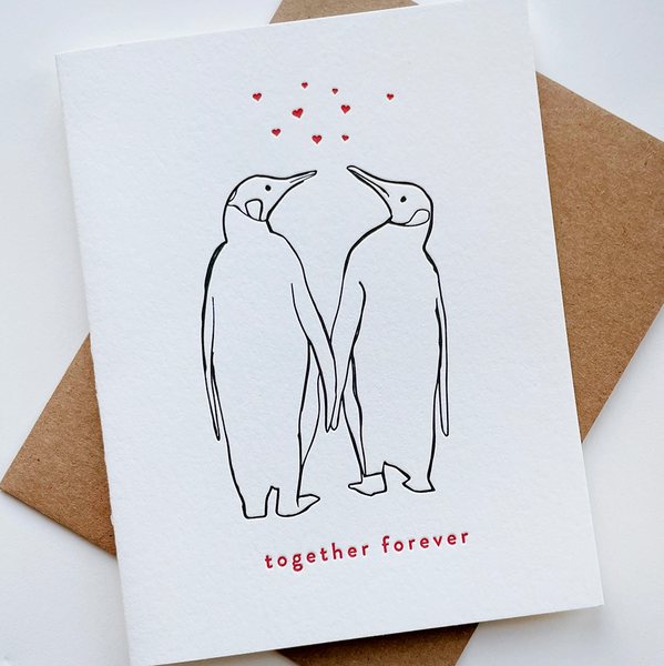 Penguins Forever Love Letterpress Card