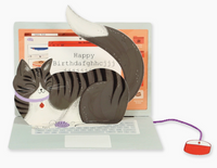 Pop-Up Card - Laptop Cat Birthday