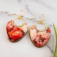 Classic Floral Brass Ring Earrings