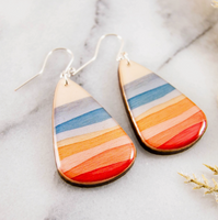 Pastel Wave Stripe Oversize Teardrop Earrings