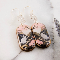 Pastel Pink Rabbit Oblong Earrings