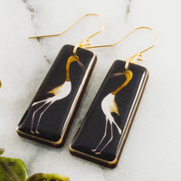 Vintage Crane Tapered Rectangle Earrings