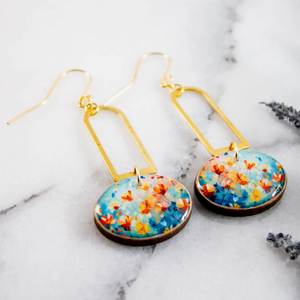 Wildflower Oval Drop Earrings