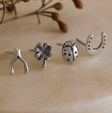 Sterling Silver Good Luck Stud Earrings Set