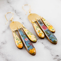Triple Raindrop Earrings - Vintage Italian Floral