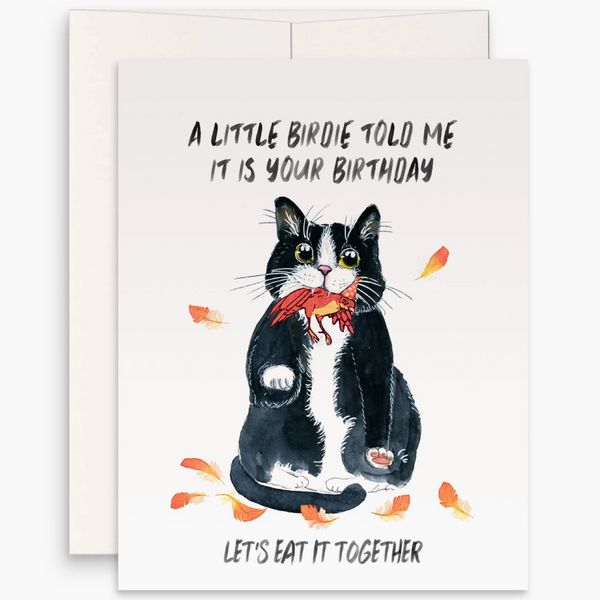 Birdie Birthday Cat Card