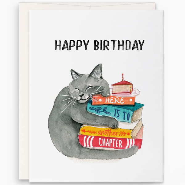 Book Lover Cat Birthday Card