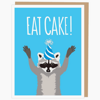 Raccoon Eat Cake Birthday Card