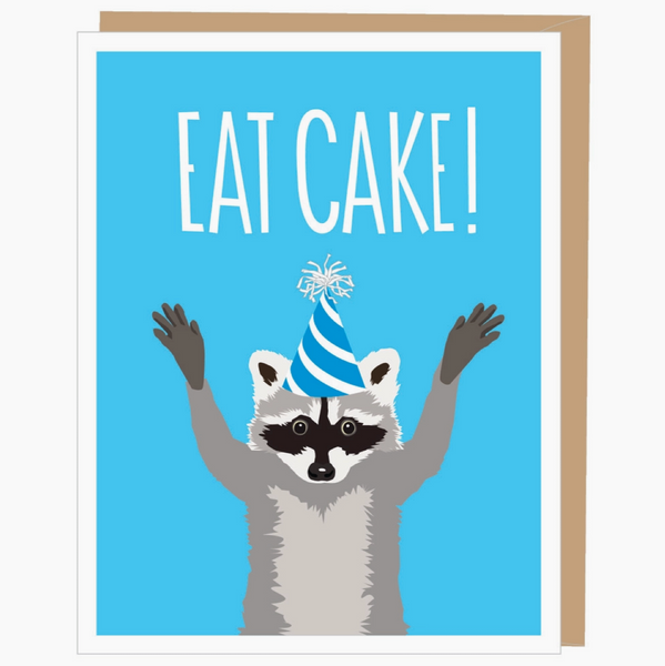 Raccoon Eat Cake Birthday Card