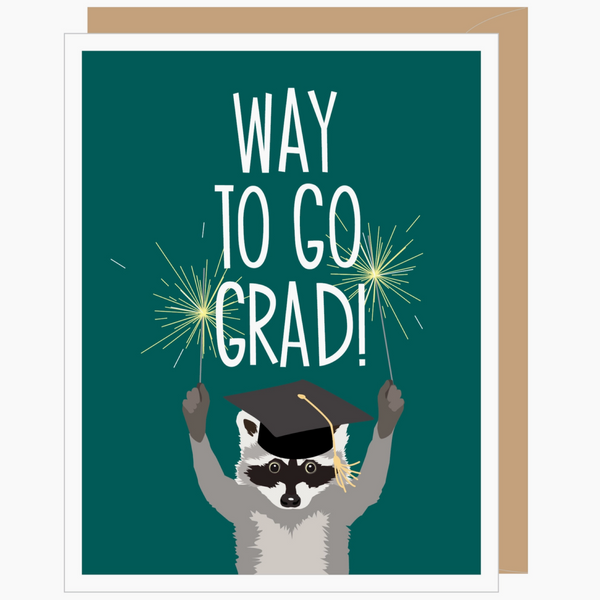 Raccoon With Sparklers Graduation Card