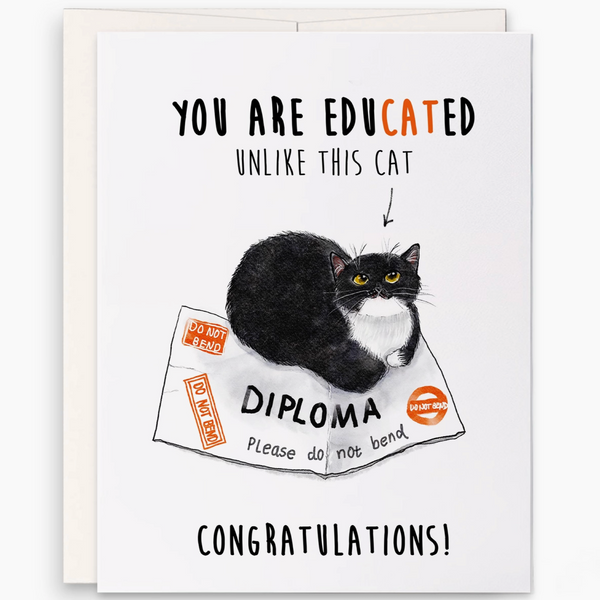 Cat Educated Graduation Card