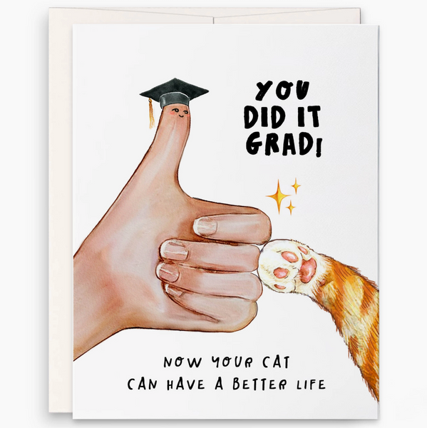Thumbs Up Cat Graduation Card