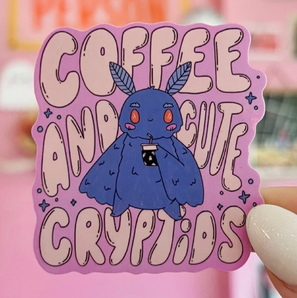 Coffee + Cute Cryptids Sticker