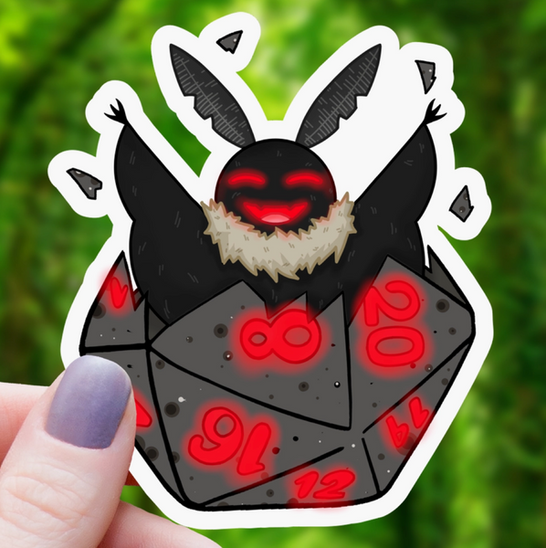 Mothman Bursting From D20 Sticker
