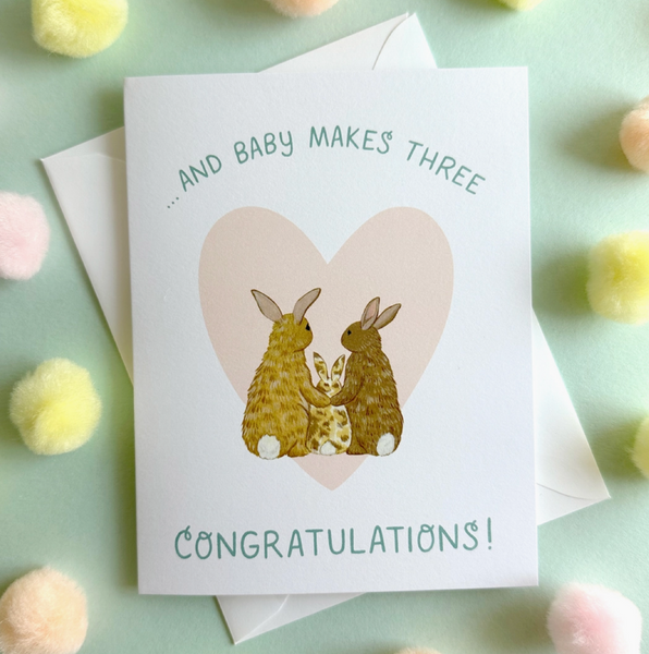 Bunnies Baby Makes Three Card
