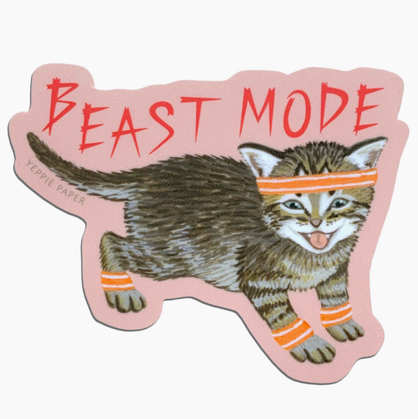 Kitten Beast Mode Sticker
